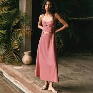 Zara Ramie Blind Halter Midi Dress, XS  (3506/730/172)